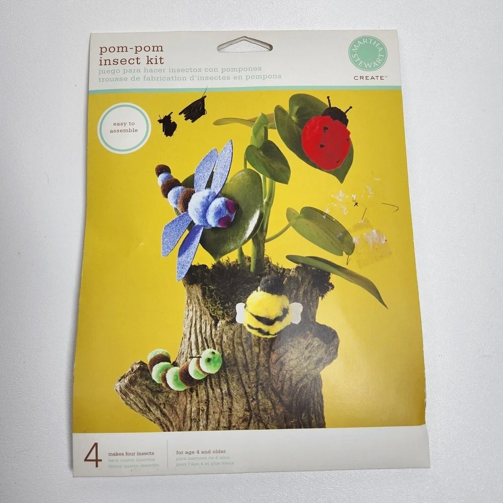 MARTHA STEWART CREATE Pom-Pom Insect Kit NEW IN PACKAGE 2008 - makes 4 insects